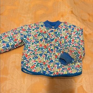 Mini Boden Vibrant Floral Jacket with Blue Accents